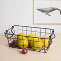 Simple Stacking Durable Black Metal Wire Basket with Handle for Storage in Kitchen Bedroom Living Room Serving As a Spice Rack