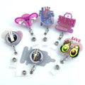 Wholesale or Custom Acrylic Cute Nurse Alligator Clip Badge Reel Badge Reel Holder Funny Glitter Retractable Nurse Badge Reels