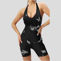 2025 New Tie-Dye One-Piece Yoga Sports Bodysuit Quick-Drying Fitness Jumpsuit with Hollow-out Back Sports Bodysuit & Jumpsuit