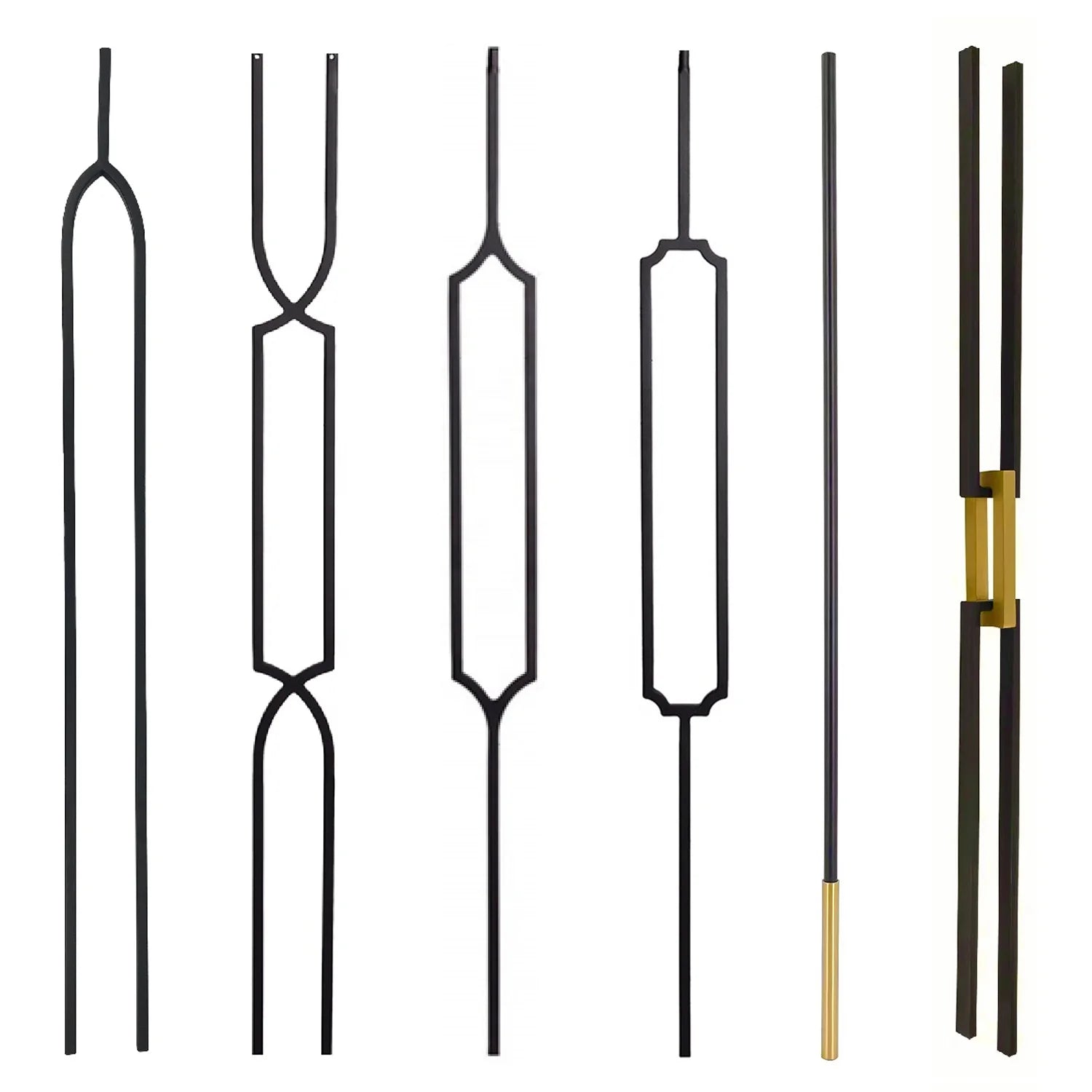 Modern Indoor Wrought Iron Balusters and Decorative Stair Railings with Sand Blasted Anti-Rust Oil Finish and Lifetime Warranty