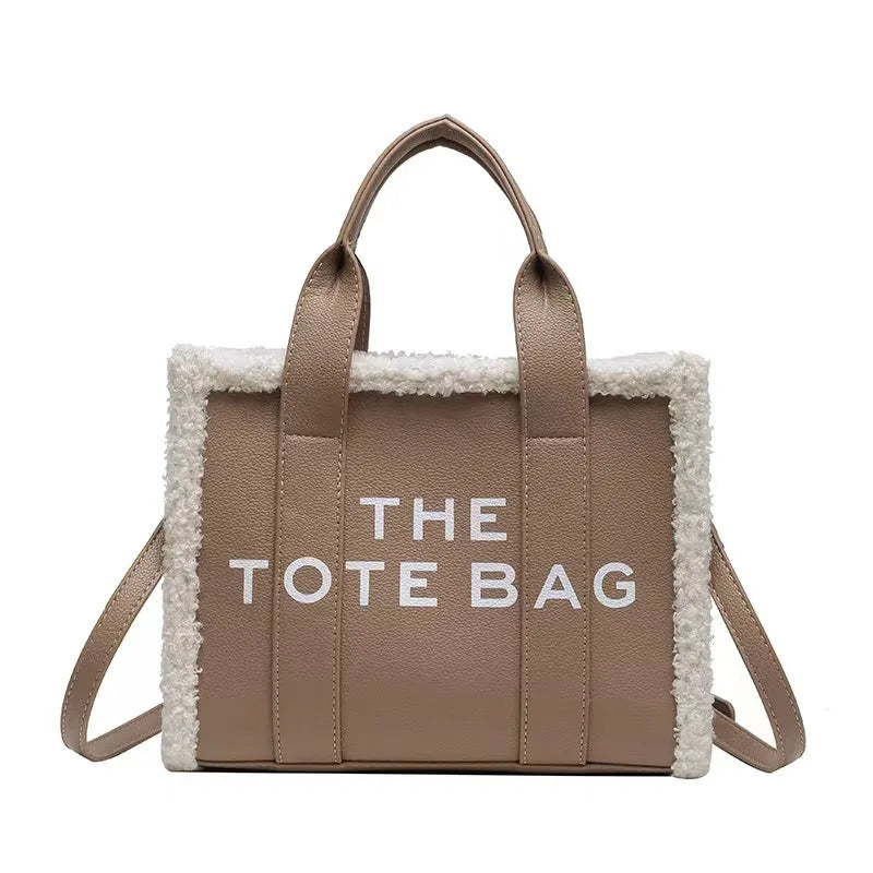 2025 New PU Leather Messenger Bags With Plush and Zipper Sling Shoulder Custom Logo Women's Tote Bag