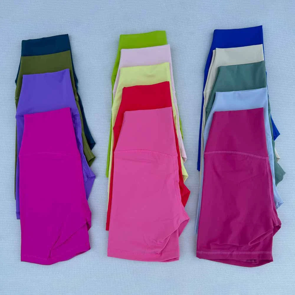 Hot Pink Solid Nylon Women's Gym Shorts High Elastic 4-Inch Inseam 4-Way Stretch Breathable for Fitness Yoga Running Summer