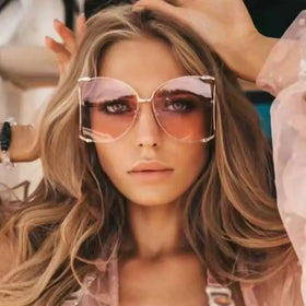Lbashades1845 Luxury Big Metal Frame Sunglasses Personal Exaggerated Style Ins Sun Glasses Fashion Trends Shades for Women