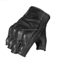 Sheepskin Pure Leather Cycling Motorcycle Fishing Half Finger Non-Slip UV Protection Biker Sport Riding Gloves