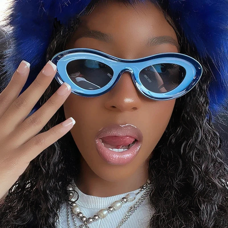 2123 Vintage Small Oval Blue Gradient Sunglasses for Women New Fashion Y2K Sun Glasses Brand Candy Color Hip Hop Sun Glasses