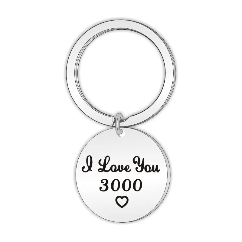 Stainless Steel I Love You 3000 Heart Key Chain for Lovers Girlfriend Boyfriend Custom Logo Key Chain Dog Tag Key Rings