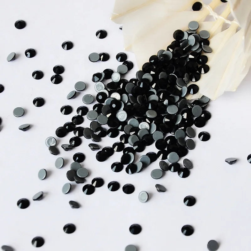 YANRUO 2058HF SS16 SS20 Jet Flat Glass HotFix Crystals Strass Rhinestones Applique for Wedding Dress