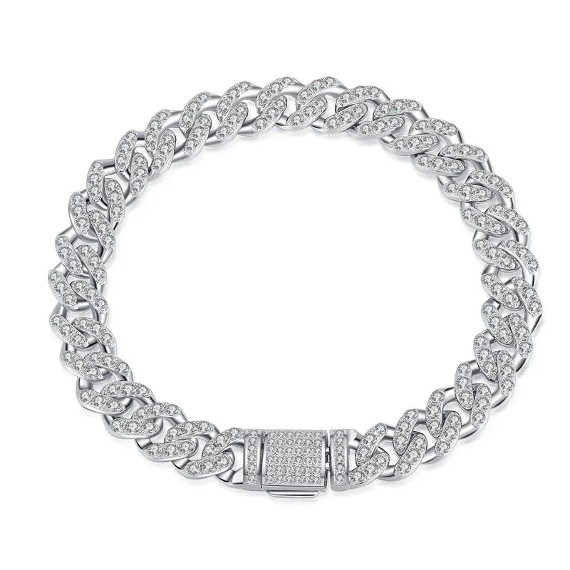 Cuba Moissanite Bracelet for Men Hip Hop Jewelry 9mm Width Full Moissanite S925 Silver Women Chain Link Bracelet