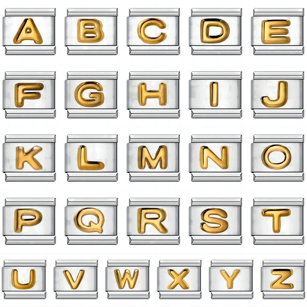 Low MOQ Trendy Italian Charms Bracelet 26 English A-Z Letter Name Custom DIY Jewelry Making Gift Hand Bangle Chain Jewelry