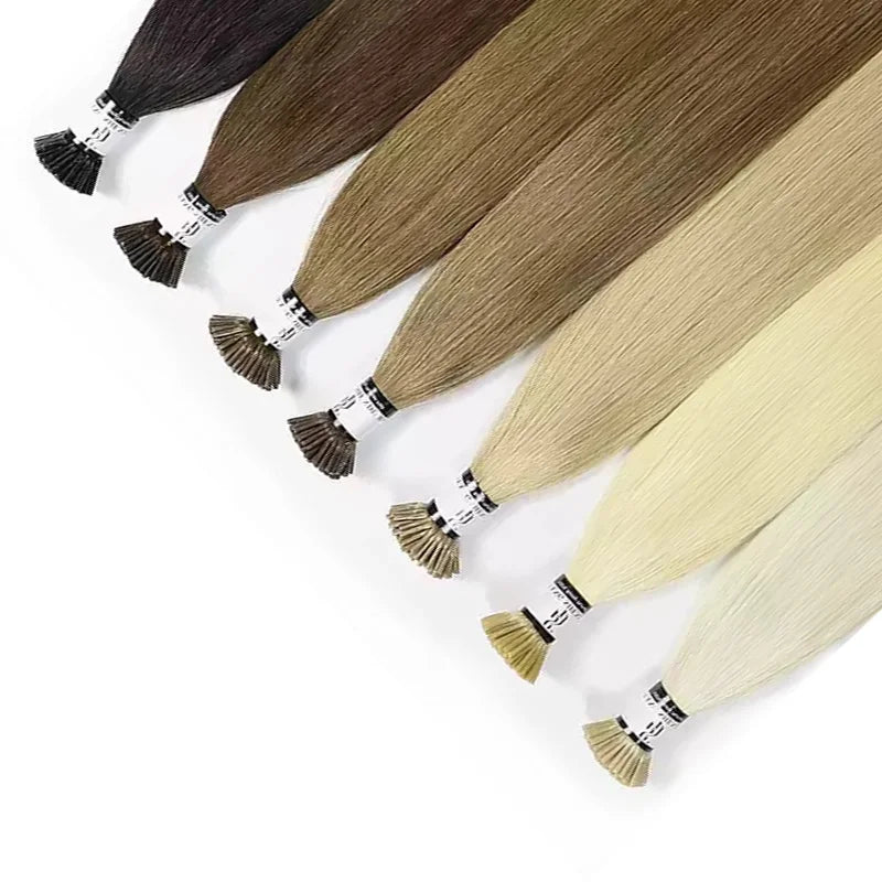 Double Drawn Natual Color #1b Straight I Tip Hair Extensions I-tip 100% Remy Russian Double Drawn Itip Human Hair Extensions