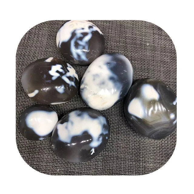 New Arrivals Crystals Healing Stone Natur Quartz Gray Gem Quality  Orca Agate Palmstones for Sale