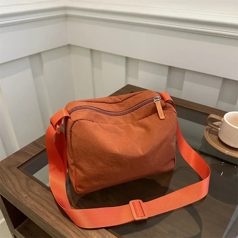 Casual Small Messenger Bags for Women Solid Color Simple Ladies Shoulder Bag Vintage Girls Oxford Cloth Handbag Crossbody Purse