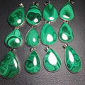 925 Silver Crystal Pendent With Water Drop Shape Necklace Wholesale Gemstone Malachite Pendent for Men & Women