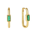 Nagosa Simple 925 Sterling Silver Custom 18kt 14kt Gold Vermeil Bezel Green Cz Geometry Huggie Hoop Earrings