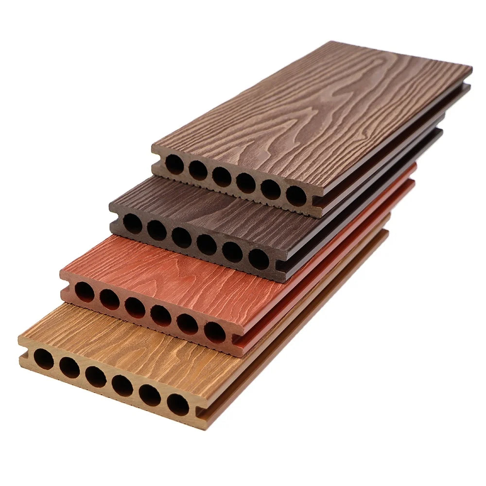 European Style Outdoor WPC Decking Floor Interlocking Composite Tiles Waterproof with Brushed Teak and Plastic Material