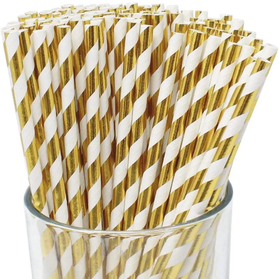 Wholesale 0.6*197mm Luxury Eco-friendly Biodegradable Food Grade Modern Design Straight Paper Straws Stamping Valentine's Day