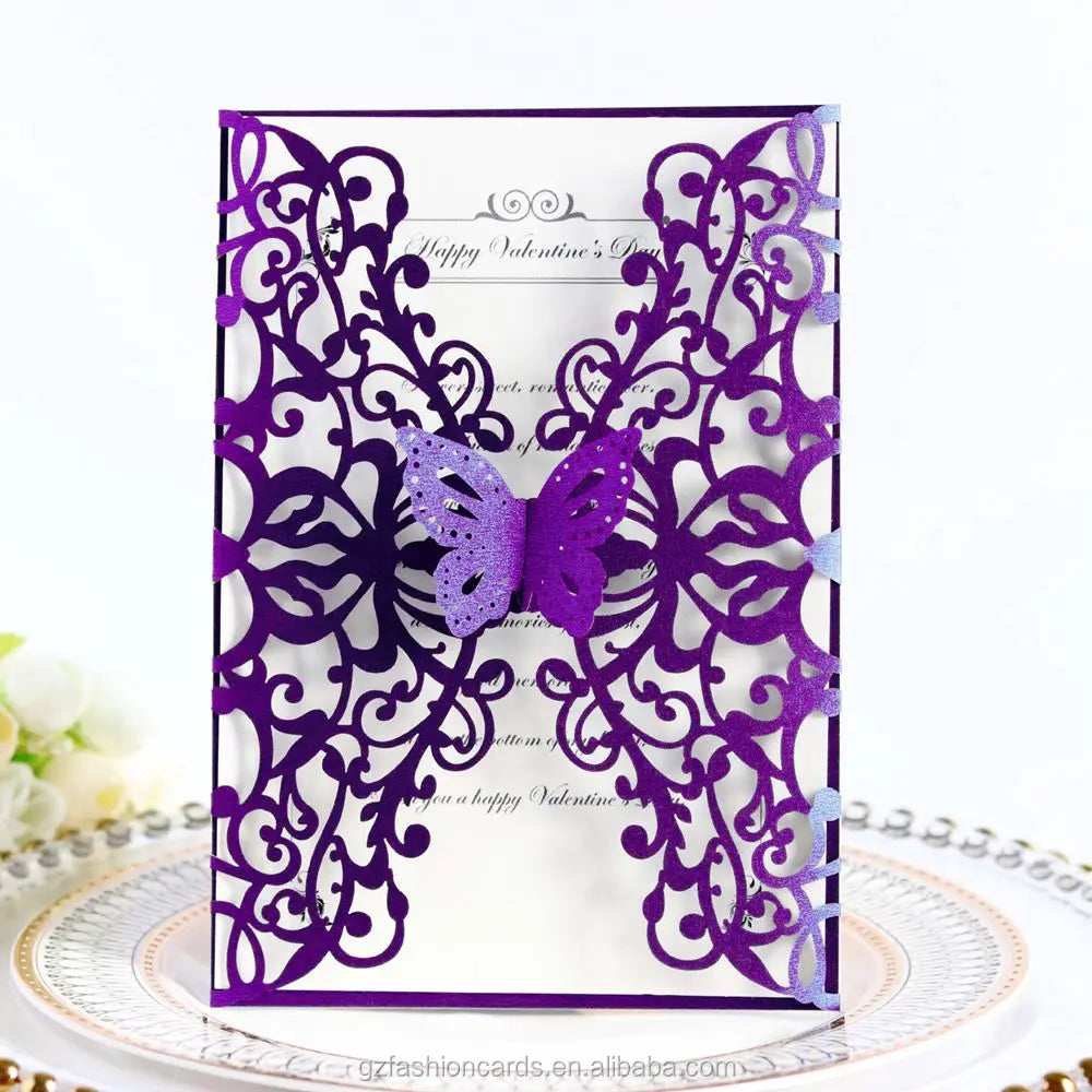 Laser Cut butterfly Shape Birthday Invitation Cards Coming-of-Age Ceremony Invitation Card MegaBDM