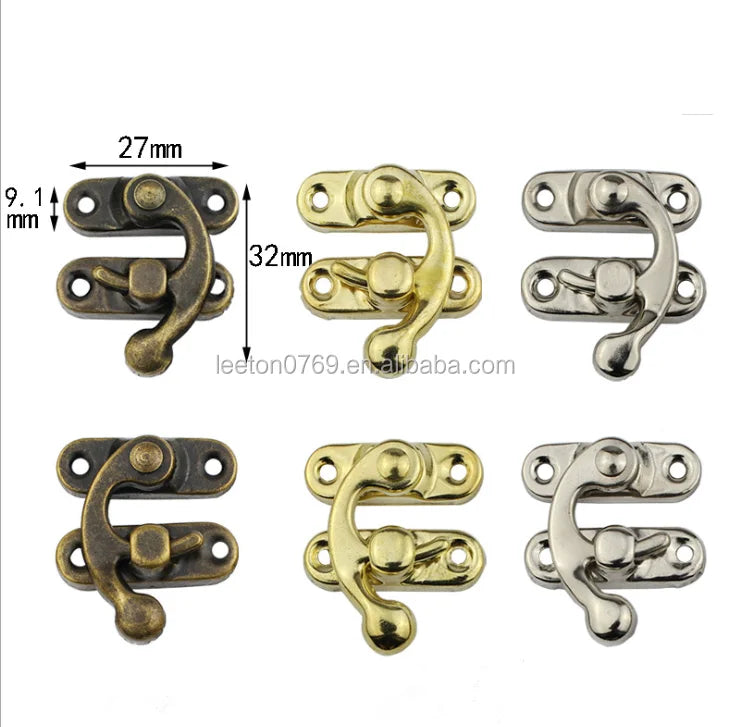Stock Supply Box Accessories 27 X 32mm Nickel  Gold and Antique Brass Colored Metal Wooden Box Lock
