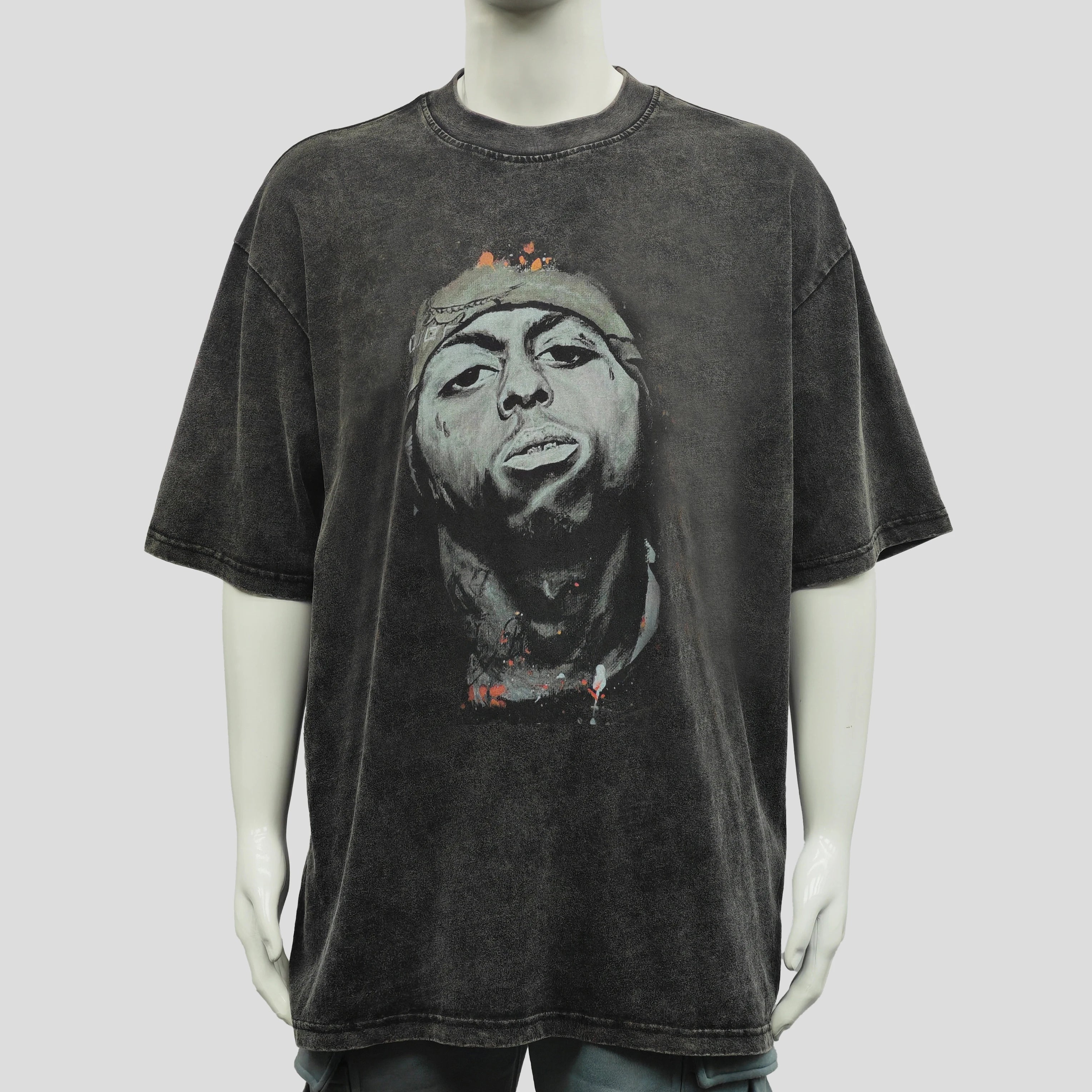 Custom Logo Wholesale Men Cotton Acid Wash T Shirts Heavyweight Screen Printing T Shirt Graphics Oversized T-Shirt