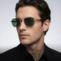 QSKY S15225 New Arrival Classic Men Square Sunglasses Shades Fashion TAC Uv400 Vintage Metal Polarized Sport Sunglasses
