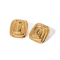 J&D Jewelry High Polish 18K Gold Plated Stainless Steel Rectangle Square Spiral Hammer Stud Earring