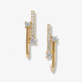 LOZRUNVE 925 Sterling Silver Gold Plating Filled Pave CZ J Hook Huggie Stud Earring Ear Cuff Set