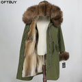 OFTBUY Women's X-Long Winter Parka Waterproof Jacket with Natural Fox Fur Collar Hood & Cuffs Casual Style Real Rabbit Fur Liner