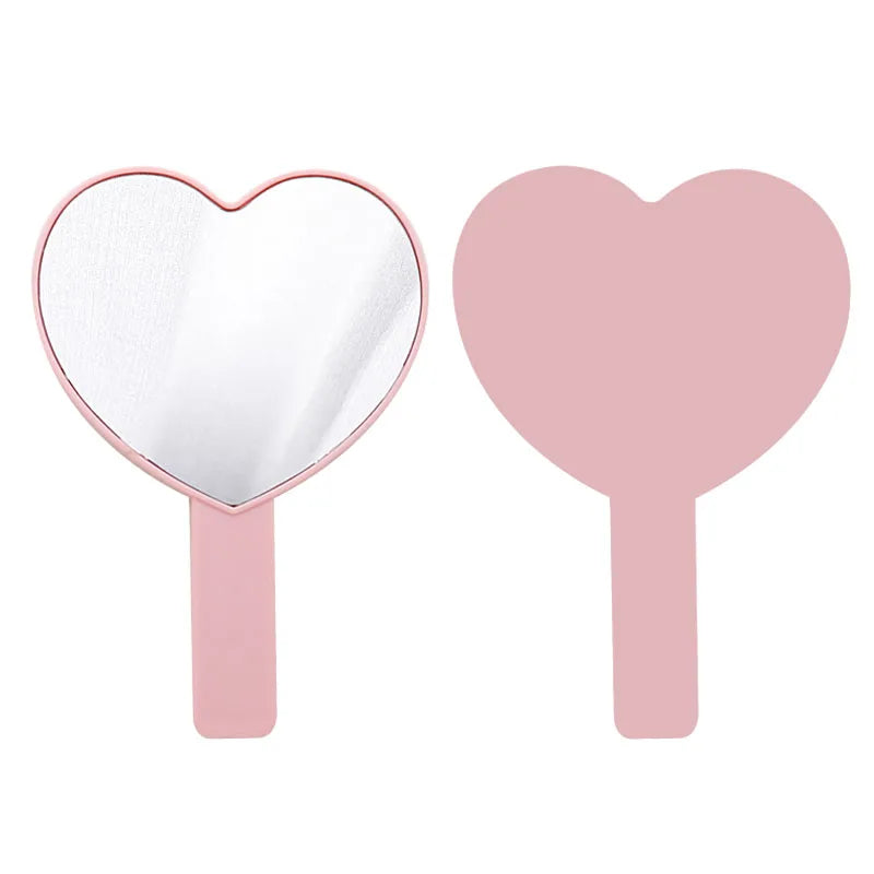 Custom logo pink Heart Shaped Handle Mirror 5 Colors Handheld Mirror Wholesales