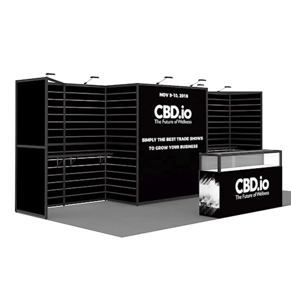 Aluminum Lockable Storage Slatwall Shelf Display 10x20 Expo Fair Trade Show Exhibition Booth