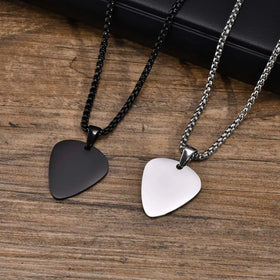 Zhongzhe Classic Stainless Steel Guitar Pick Pendant Necklace with Geometric Design for Women Men Unisex Anniversary