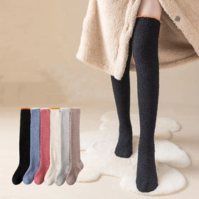 Wholesale Winter Thick Fluffy Long Socks Women Warm Cozy Fuzzy Over Knee Thigh High Socks