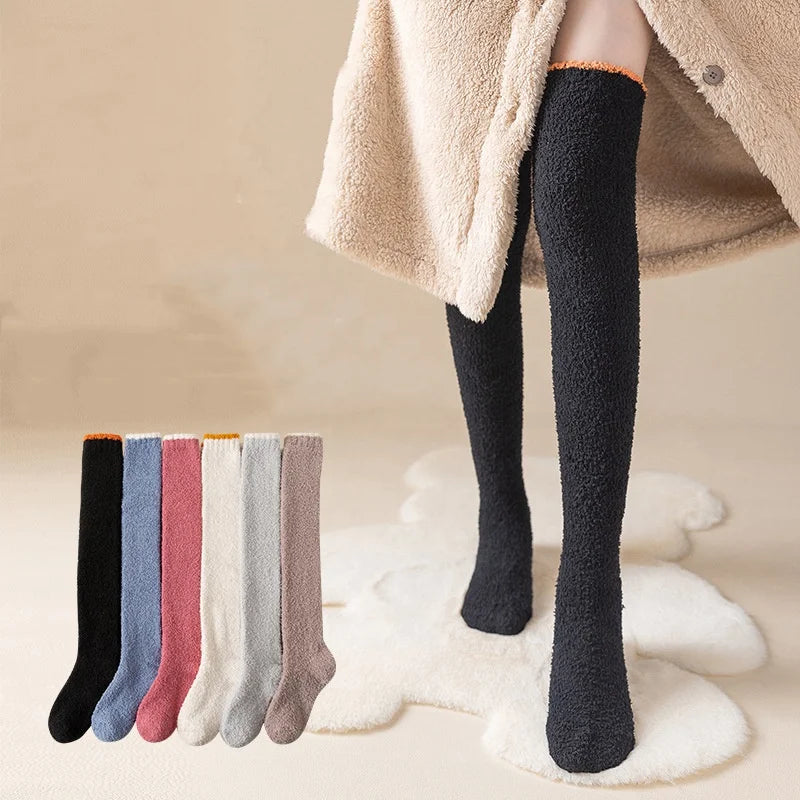 Wholesale Winter Thick Fluffy Long Socks Women Warm Cozy Fuzzy Over Knee Thigh High Socks