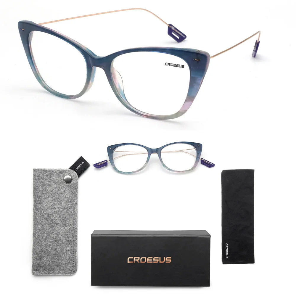 Fashion Designer Acetate Cateeye Colored Frames Slim Temples 4 Colors Custom Logo Glasses for Women