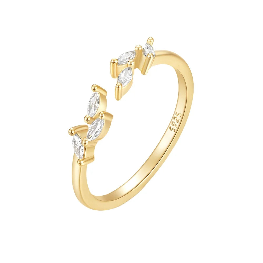 Aimgal Fine Jewelry Trendy Anniversary Tarnish Free S925 Sterling Silver Gold Plated Stackable Ring Adjustable Ear Wheat 5A