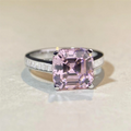Wholesale Price for Personalized 5A Colored Radiant Cubic Zircon Solitaire Ring Rhodium Silver Diamond Engagement Party Rings