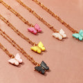 Wholesale Gold Plated Beaded Chain Acrylic Butterfly Pendant  Necklace