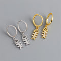 New Fish Bone Skeleton Zircon Hoop Earrings 18k Gold 925 Sterling Silver Fashion Huggie Hoop Earrings for Women