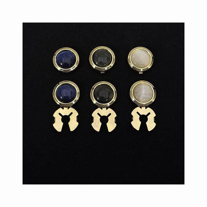 Fashion Gift Women Men Suit Shirt Button Box Cover Round Small Simple Design Gold Silver Bottom Metal Brass Cuff Links Cufflinks