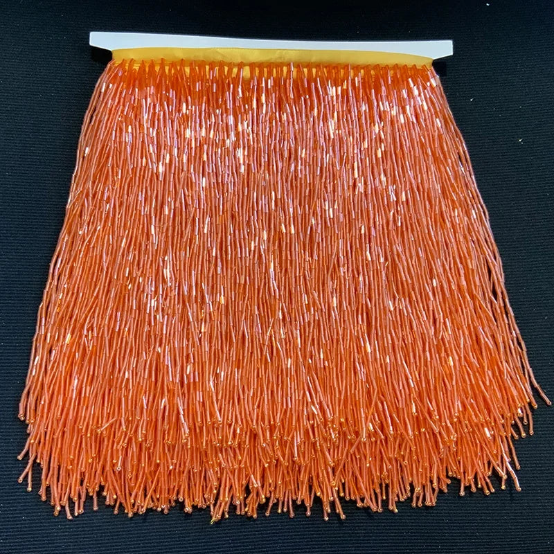 5.5 Yards Long Beaded Fringe by the Yard Dangling Silver Bugle Bead Fringe Black Beaded Tassel Fringe Trim for Dance