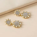 Vintage Double Round Freshwater Pearl Drop Earrings Shiny Rhinestone Crystal Geometric Diamond Gold Plated for Ladies