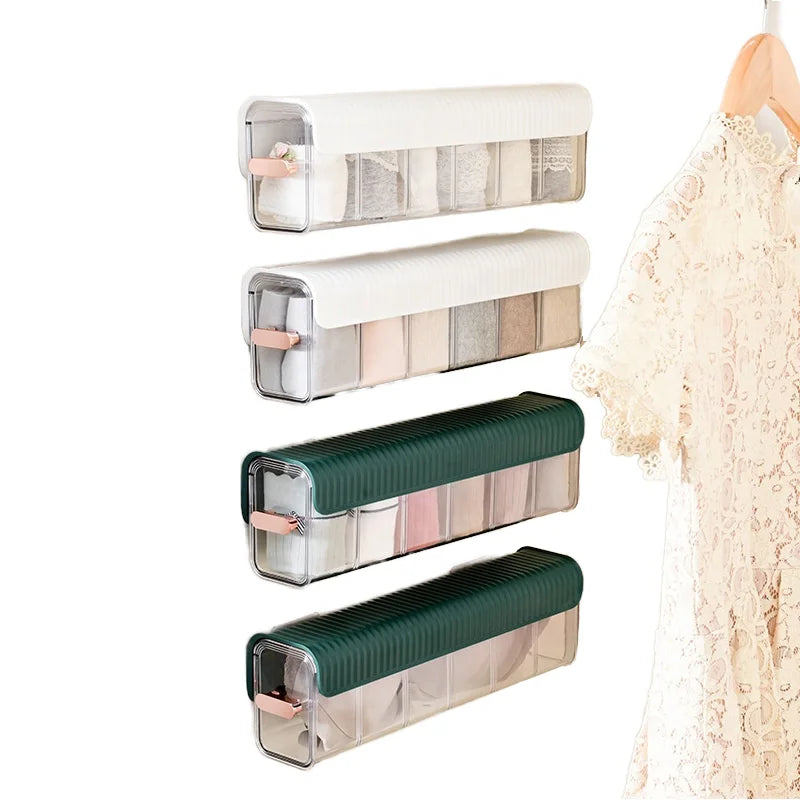 Modern Wall-Mounted Storage Rack Punch-Free PET Plastic Rectangle Design for Organizing Underwear Socks Sundries