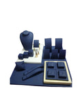 High End Jewelry Showcase Decoration Blue Leather Diamond Jewelry Display Rack Metal Jewelry Display Props
