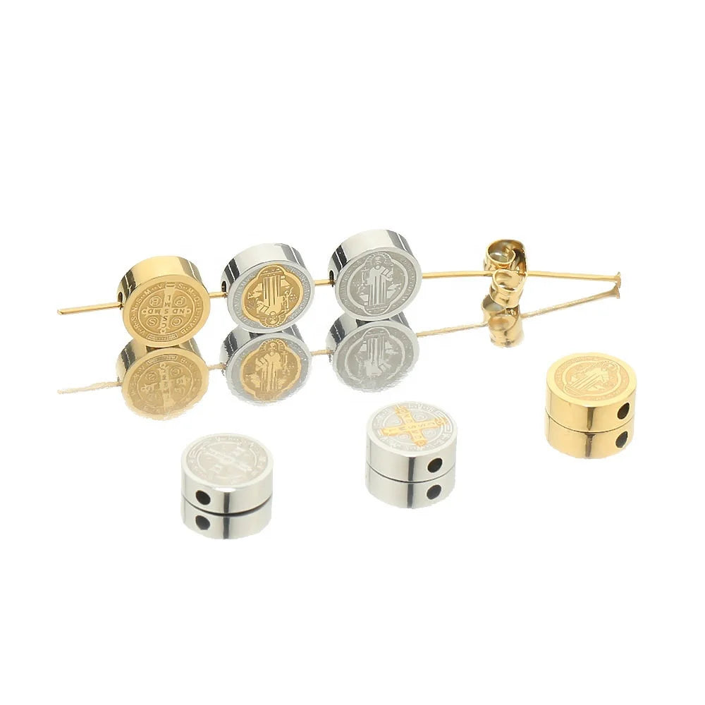 Stainless Steel Relief Eyelet Beads for Necklace Bracelet Pendant Beaded Isolated Charms Jewelry Making Accessories