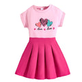 summer girls clothes set teenager t shirt ruffle skirts two piece clothing sets casual teenager pink clothes suit