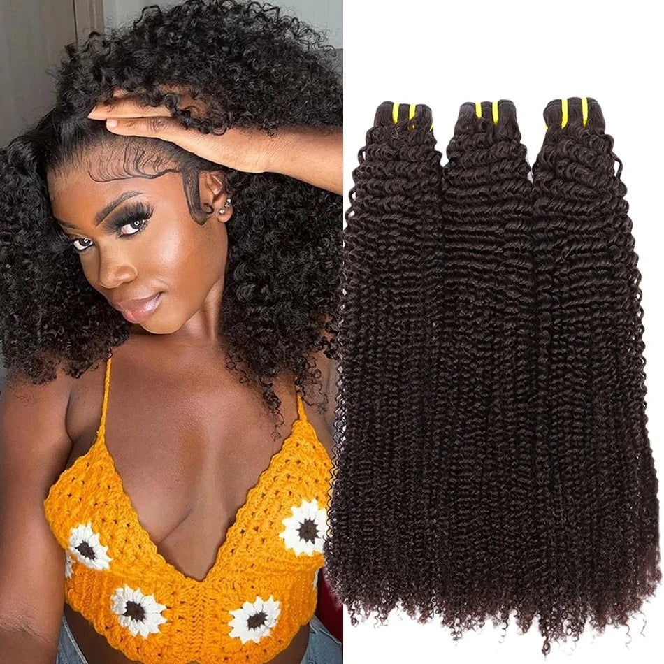 Cheveux Kinky Curly Humain Raw Virgin Kinky Curls Human Hair Extensions Vendor 10a Brazilian Kinky Curly Bundles