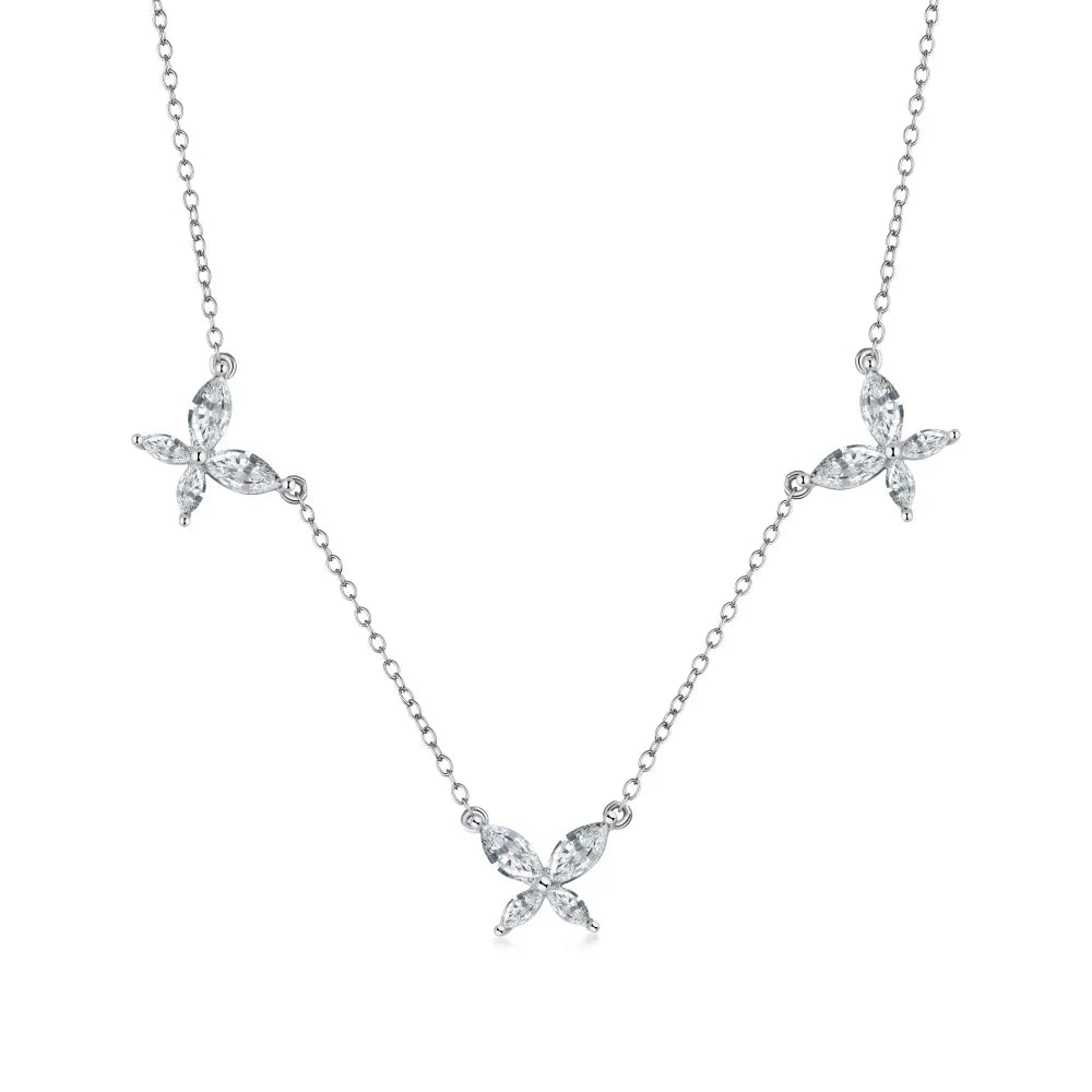 Wholesale Women Cz Cubic Zirconia 925 Silver Necklace 18K Gold Plated Ladies Jewelry Butterfly Pendant Necklaces for Girl Femme