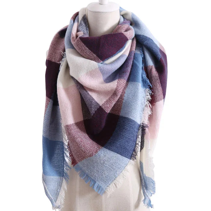 Winter Triangular Scarf Shawl Scotland Design Lady Pashmina Bandana Multifunction Triangle Plaid Scarf