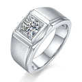 Men Jewelry Rings 925 Sterling Silver White Gold Color Rhodium Plated Chunky Gem Stone Engagement Moissanite Rings