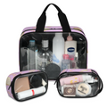 Custom Logo Fashion Pink Portable Large Capacity Cute Pvc Plastic Transparent Tsa Approved Clear Toiletry Travel Bag Set Unisex