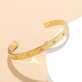 Cheap Jewelry 18K Gold Plated Stainless Steel CZ Setting Star Open Size Cuff Bangle for Luxury Women Jewelry